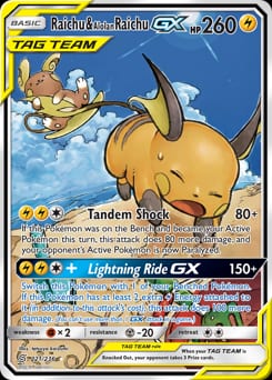 2019 Unified Minds Raichu & Alolan Raichu-GX #221 card