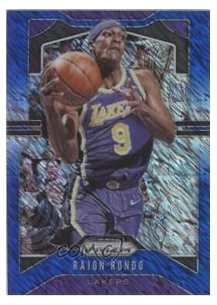 2019-20 Panini Prizm Base Set Rajon Rondo Blue Shimmer Prizm #223 card