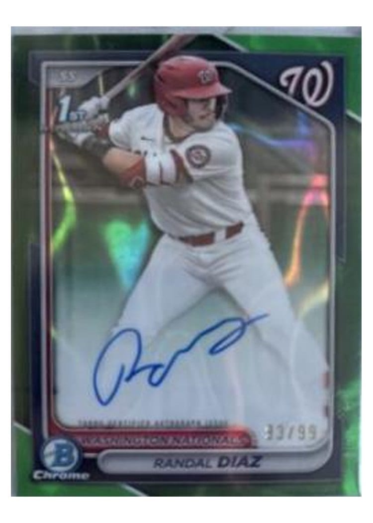 2024 Bowman Draft Chrome Prospect Autographs Randal Diaz Green Lava Refractor #CPA-RD