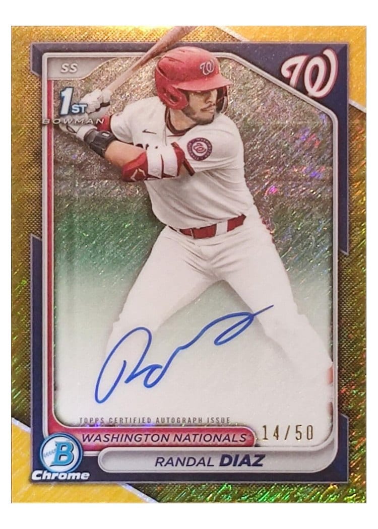2024 Bowman Draft Chrome Prospect Autographs Randal Diaz Shimmer Gold Refractor #CPA-RD