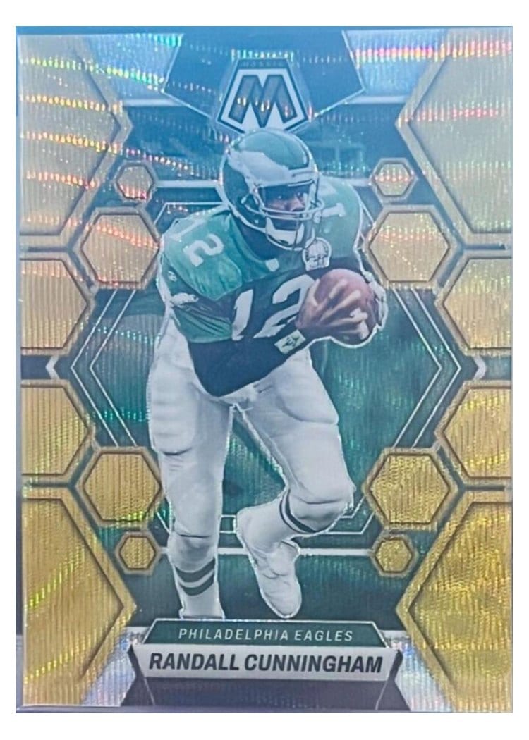 2023 Panini Mosaic Base Set Randall Cunningham Gold Wave #199 card