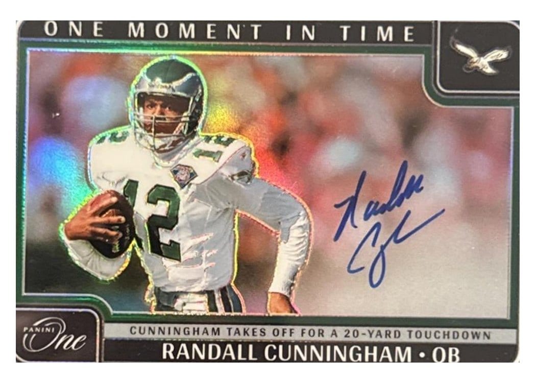 2024 Panini One One Moment in Time Autographs Randall Cunningham #389 card