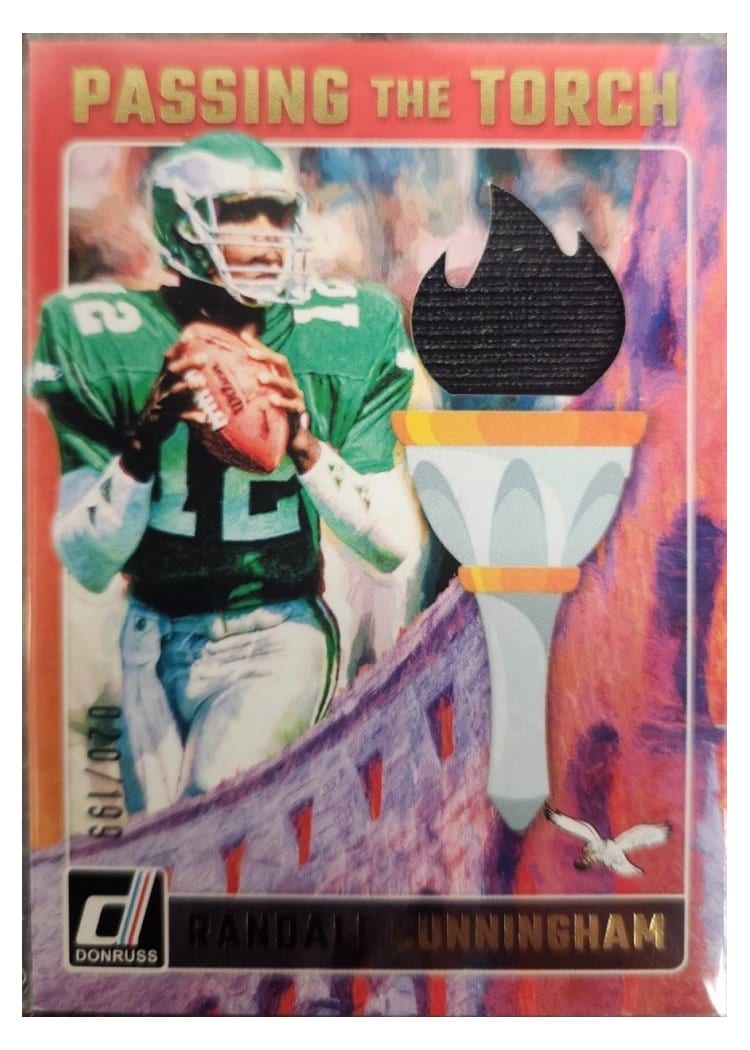 2024 Donruss Passing the Torch Randall Cunningham / Jalen Hurts #PTT-EAG card