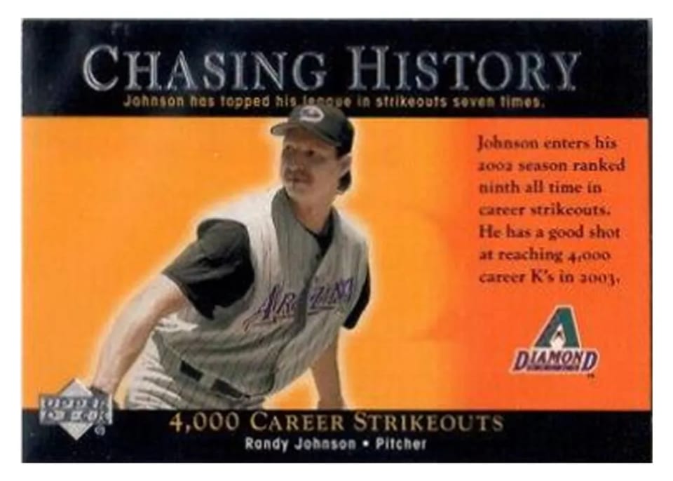 2002 Upper Deck Chasing History Randy Johnson #CH9 card
