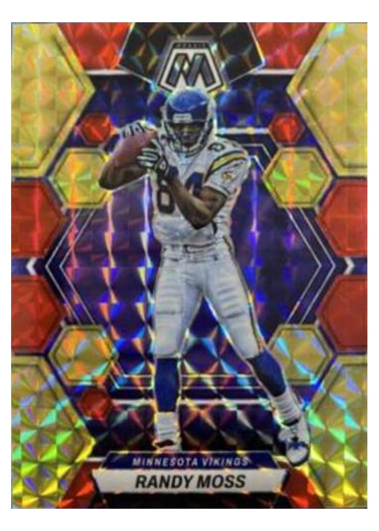 2023 Panini Mosaic Base Set Randy Moss Choice Fusion Red Yellow #155 card