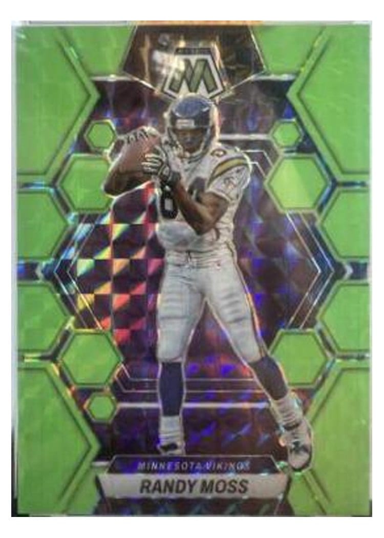 2023 Panini Mosaic Base Set Randy Moss Green Fluorescent #155 card