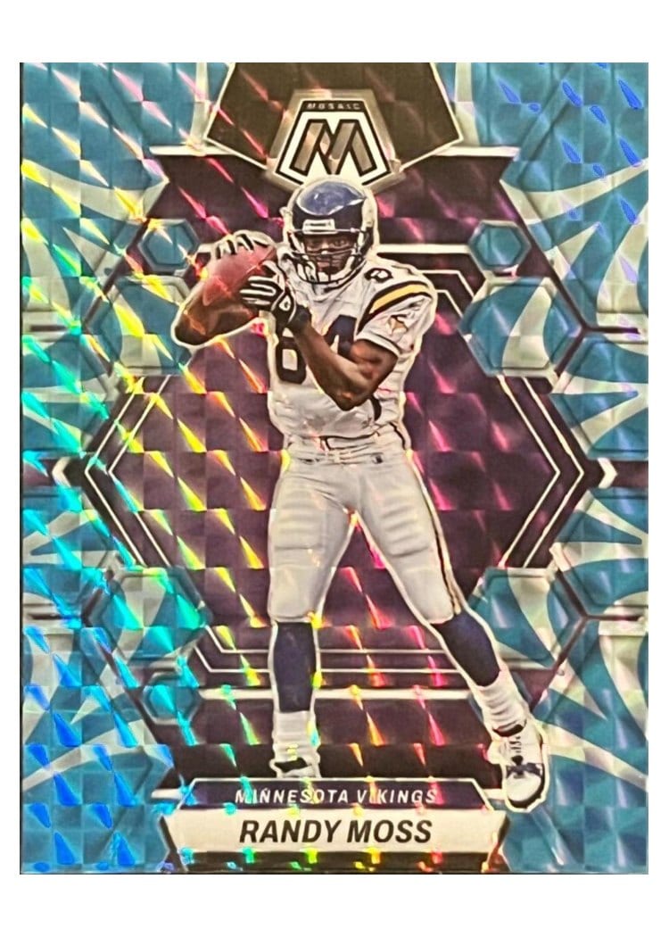 2023 Panini Mosaic Base Set Randy Moss Reactive Blue #155 card