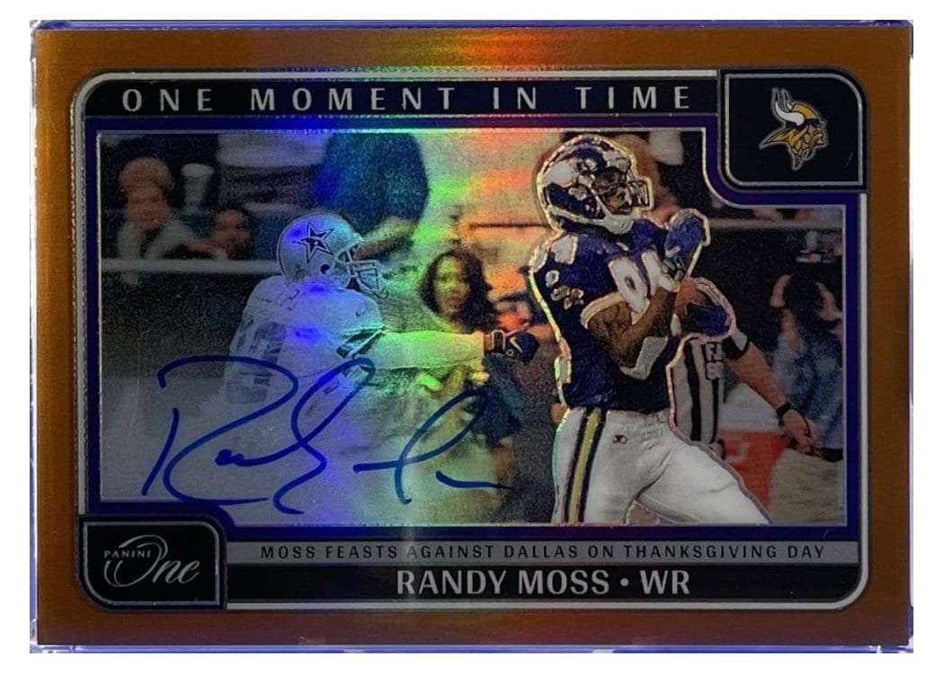 2024 Panini One One Moment in Time Autographs Randy Moss #384 card