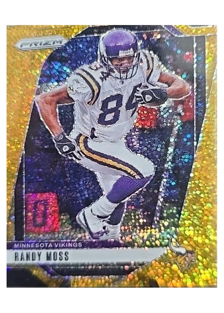 2024 Panini Prizm Base Set Randy Moss Gold Sparkle #192 card