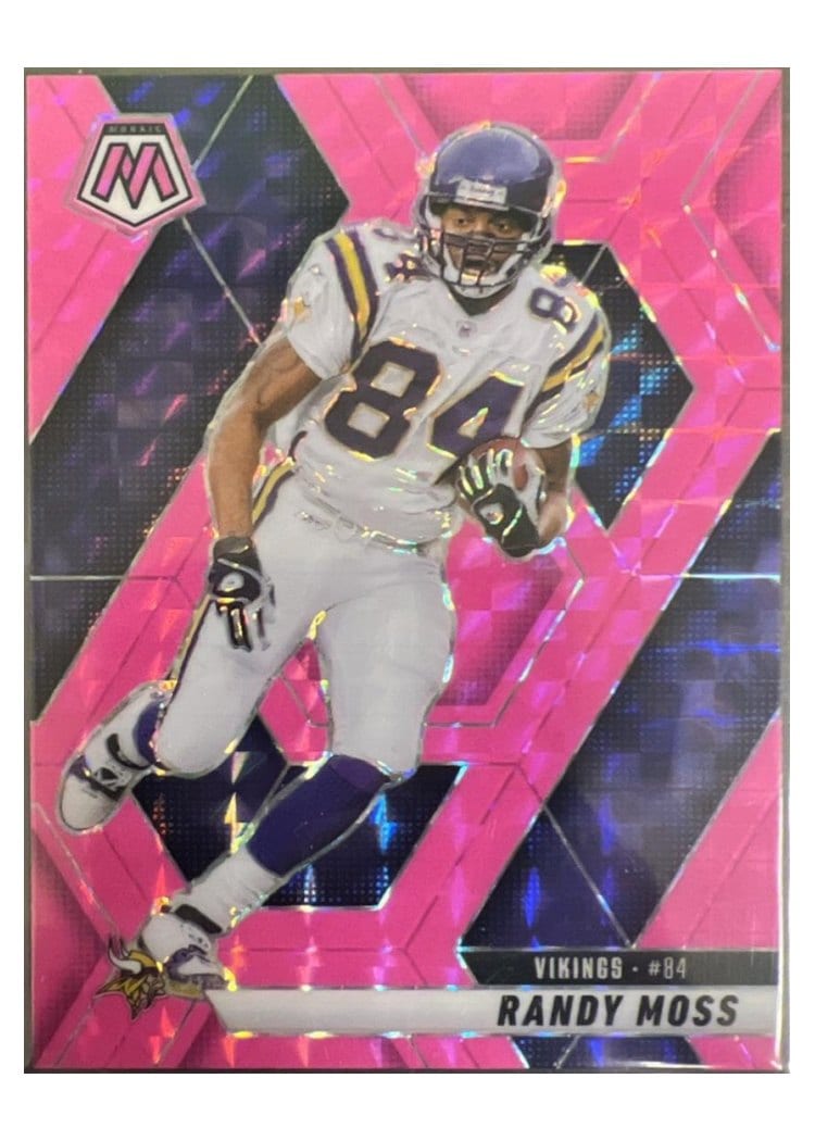 2025 Panini Mosaic Base Set Randy Moss Pink Fluorescent #134 card
