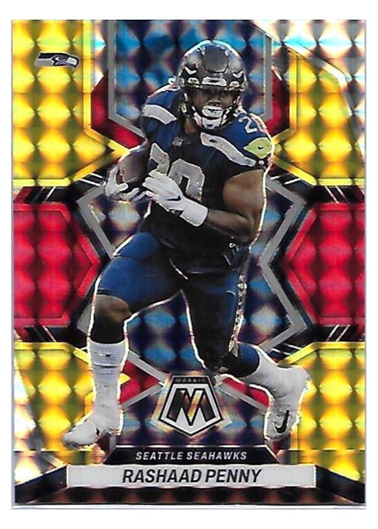 2022 Panini Mosaic Base Set Rashaad Penny Choice Fusion Red Yellow #172 card