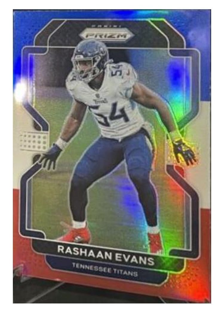 2021 Panini Prizm Base Set Rashaan Evans Red White and Blue Prizm #6 card