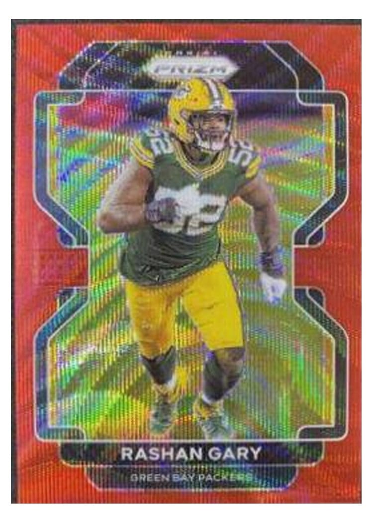 2021 Panini Prizm Base Set Rashan Gary Red Wave Prizm #141 card