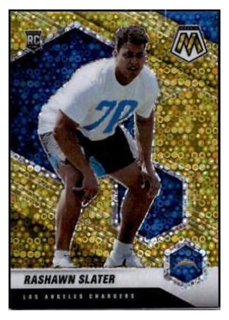 2021 Panini Mosaic Base Set Rashawn Slater No Huddle Gold Mosaic #371 card