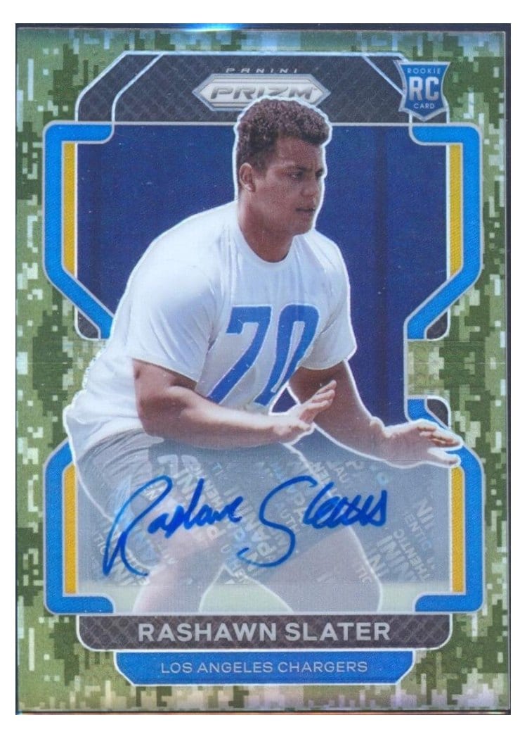 2021 Panini Prizm Base Set Rashawn Slater Forest Camo Prizm #431 card