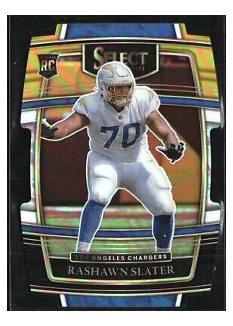 2021 Panini Select Base Set Rashawn Slater Green and Black Snakeskin #86 card