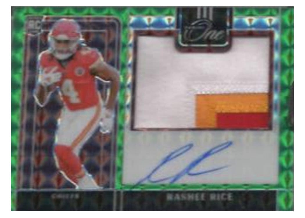 2023 Panini One Precision Rookie Patch Autographs Rashee Rice Green Patch Autograph #309 card