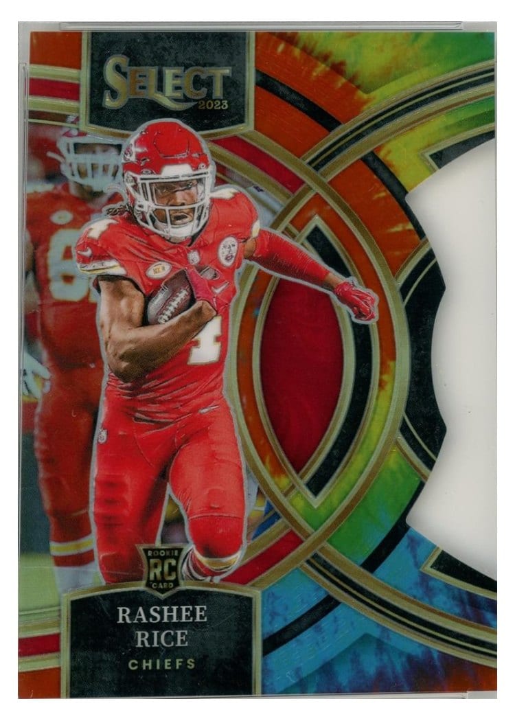 2023 Panini Select Base Set Rashee Rice Tie-Dye Prizm Die-Cut #132 card