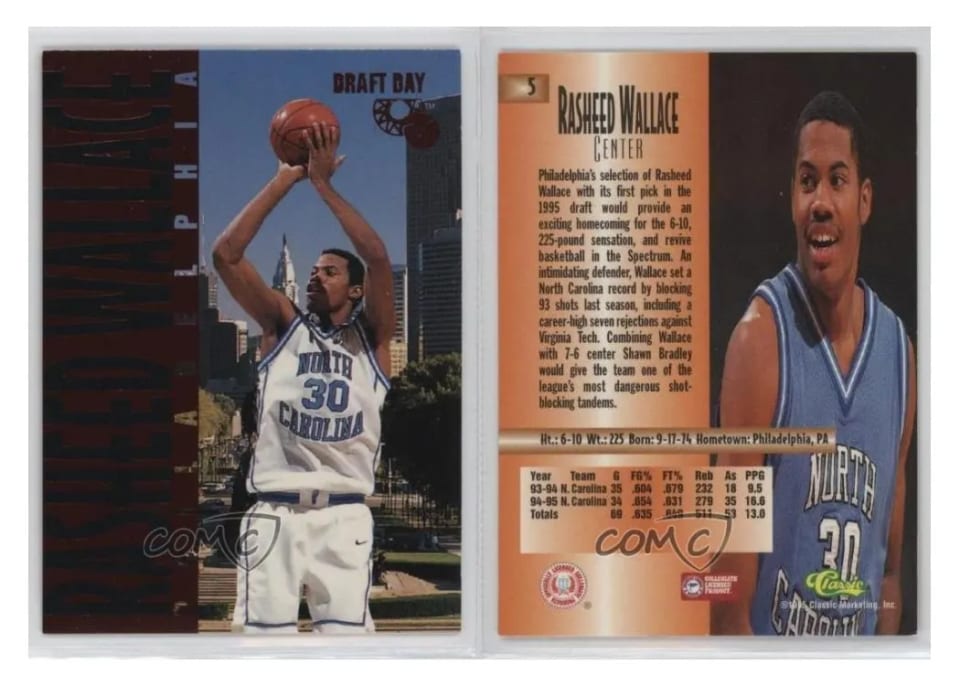 1995 Classic Draft Day Rasheed Wallace #5 card