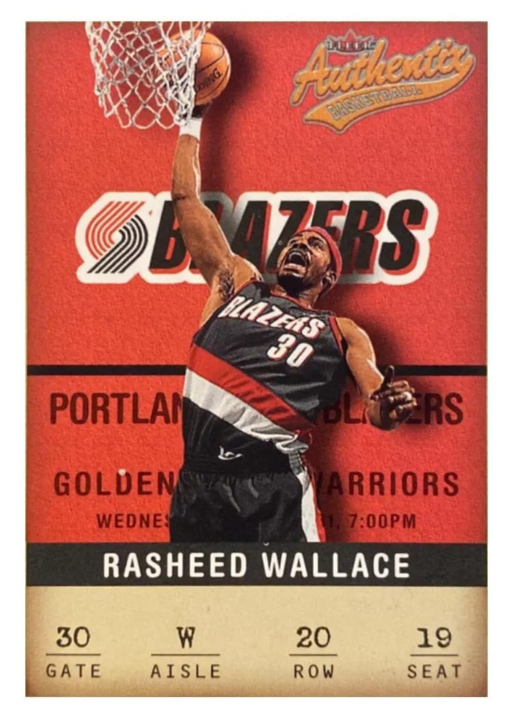 2001 Fleer Authentix Rasheed Wallace #20 card