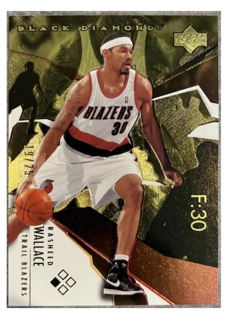 2003 Upper Deck Black Diamond Rasheed Wallace Gold #30 card
