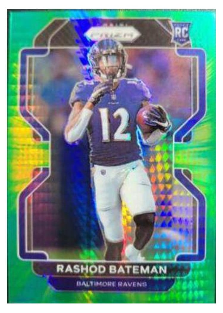 2021 Panini Prizm Base Set Rashod Bateman Green Prizm #340 card