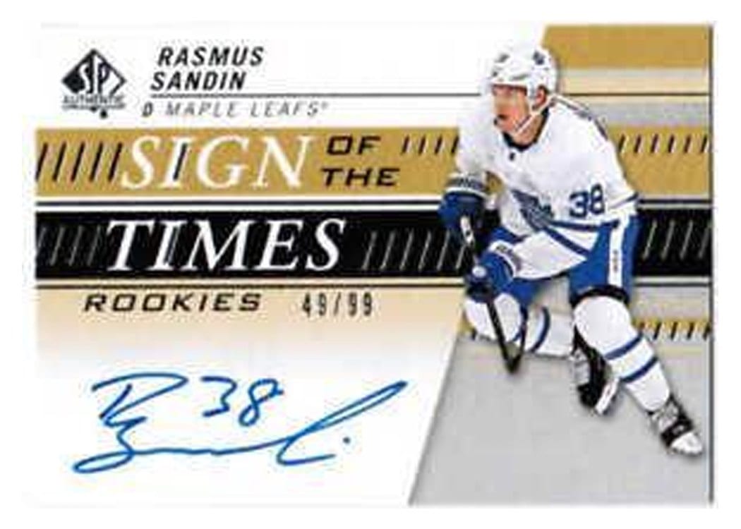 2020-21 SP Authentic 2019 Update - Sign of the Times Rookies Rasmus Sandin #SOTR-RS card