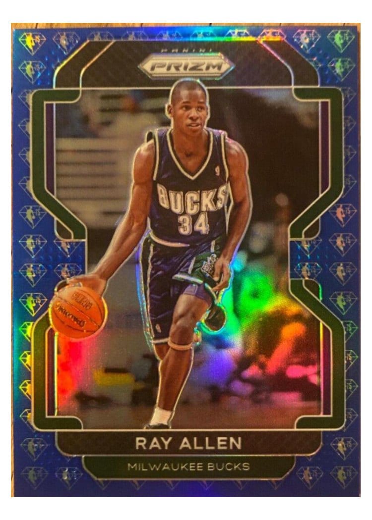 2021-22 Panini Prizm Base Set Ray Allen 75th Anniversary Red Diamond Prizm #251 card