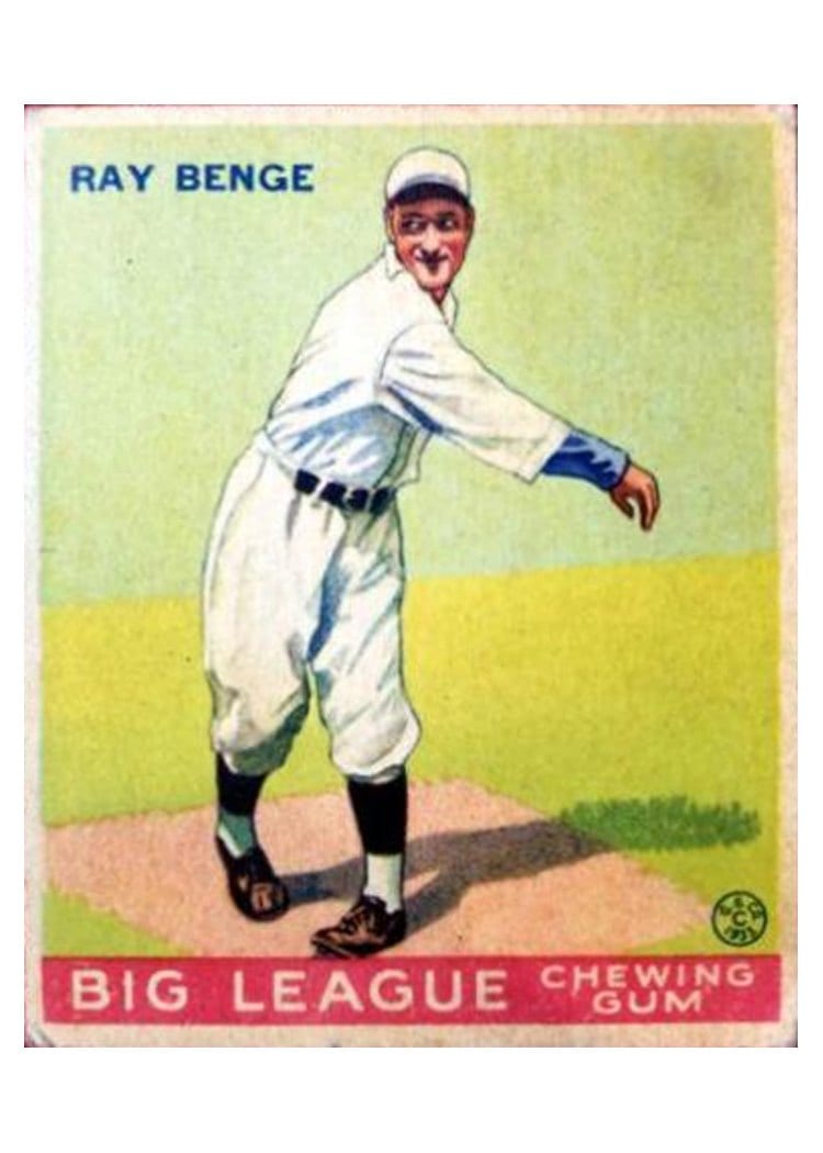 1934 World Wide Gum Ray Benge #13 card