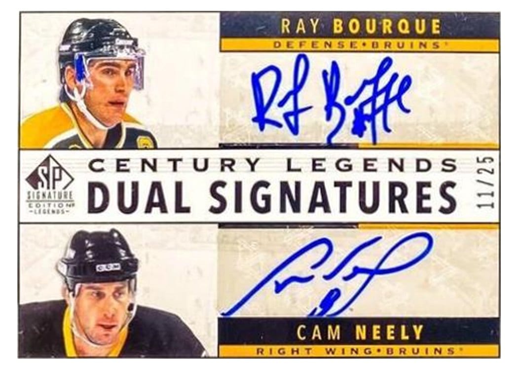 2020-21 SP Signature Edition Legends Century Legends Dual Signatures Ray Bourque/Cam Neely #CL2-NB card