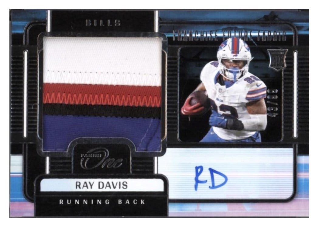 2024 Panini One Franchise Future Fabric Autographs Ray Davis #100 card