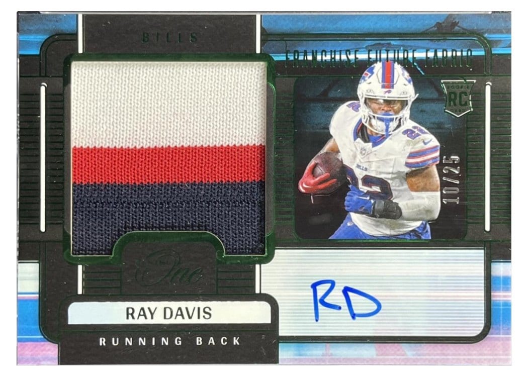 2024 Panini One Franchise Future Fabric Autographs Ray Davis #100 card