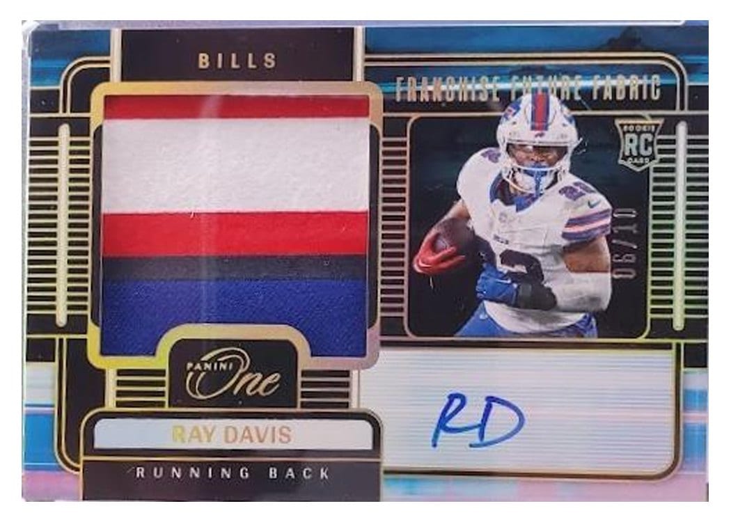 2024 Panini One Franchise Future Fabric Autographs Ray Davis #100 card