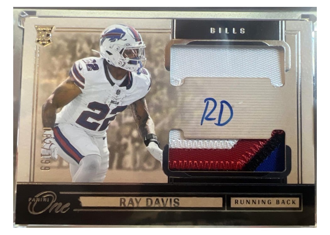 2024 Panini One Rookie Dual Patch Autographs Ray Davis #50 card
