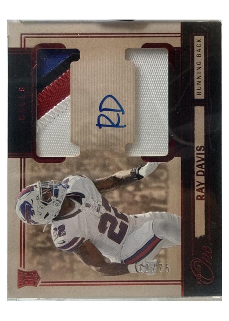 2024 Panini One Rookie Dual Patch Autographs Ray Davis #50 card