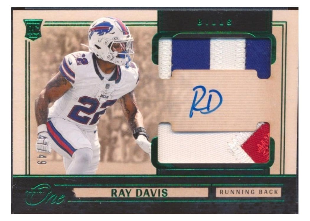 2024 Panini One Rookie Dual Patch Autographs Ray Davis #50 card