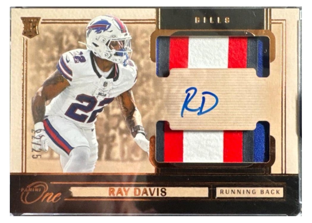 2024 Panini One Rookie Dual Patch Autographs Ray Davis #50 card
