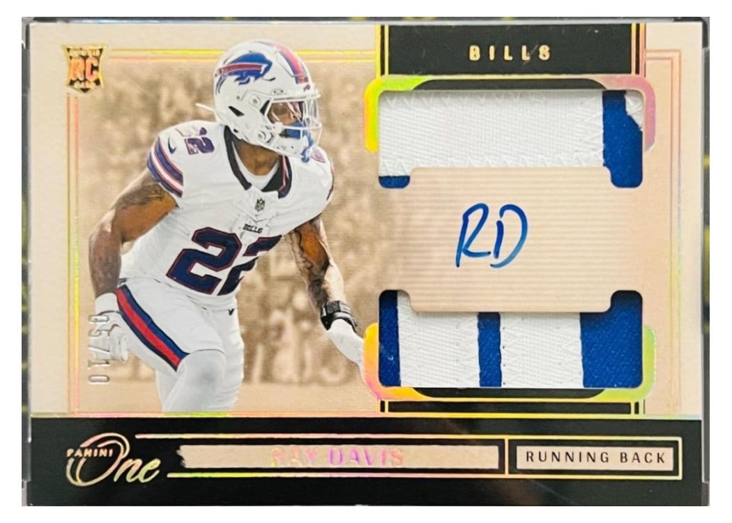 2024 Panini One Rookie Dual Patch Autographs Ray Davis #50 card
