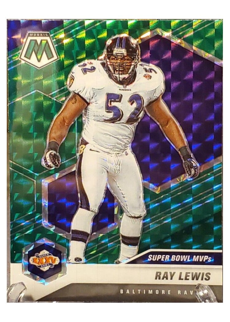 2021 Panini Mosaic Base Set Ray Lewis Green Fluorescent #290 card