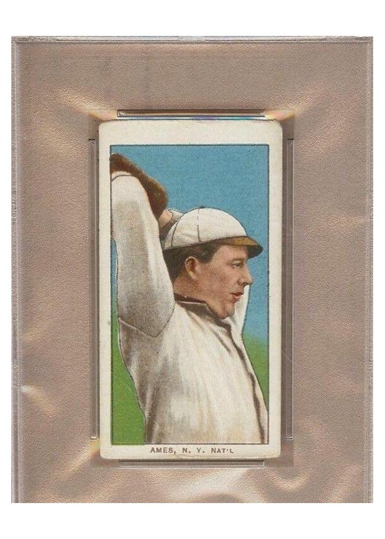 1909 T206 Sweet Caporal 350-460 Factory 42 Red Ames Hands Over Head card