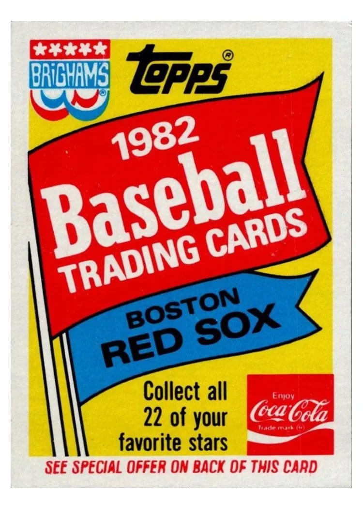 1982 Coca Cola Red Sox Header card