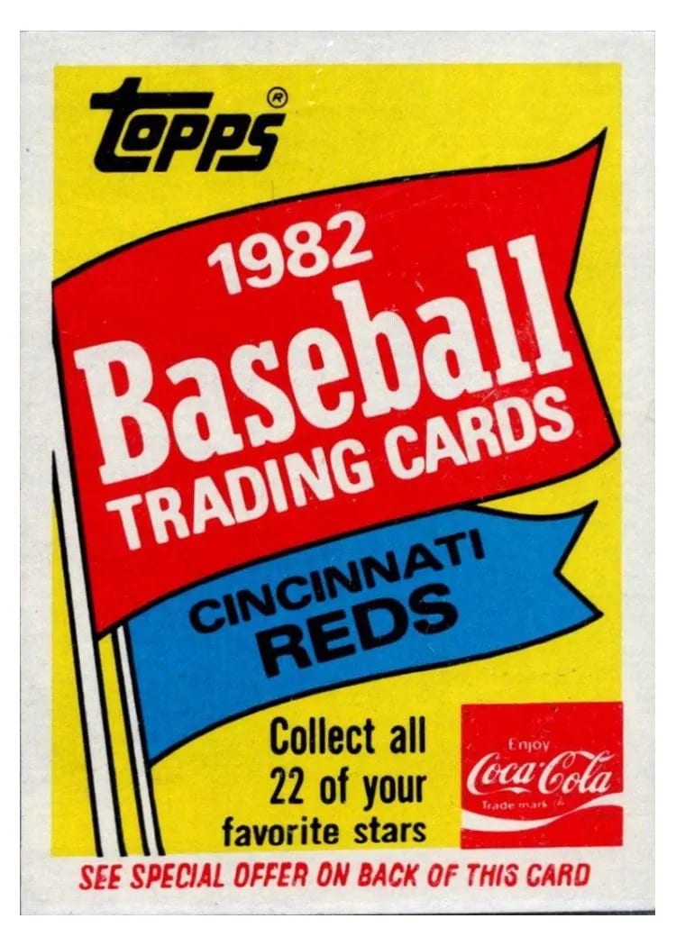 1982 Coca Cola Reds Header card