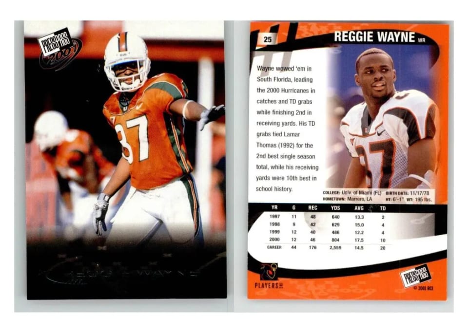 2001 Press Pass Reggie Wayne Torquers #25 card