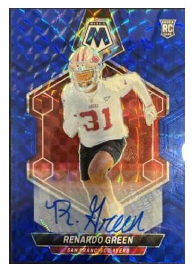 2024 Panini Mosaic Base Set Renardo Green Autograph Blue #358 card