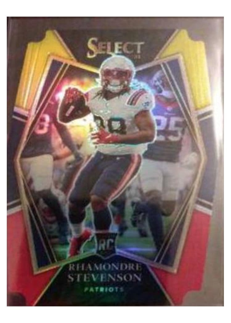 2021 Panini Select Base Set Rhamondre Stevenson Red and Yellow Die Cut #175 card