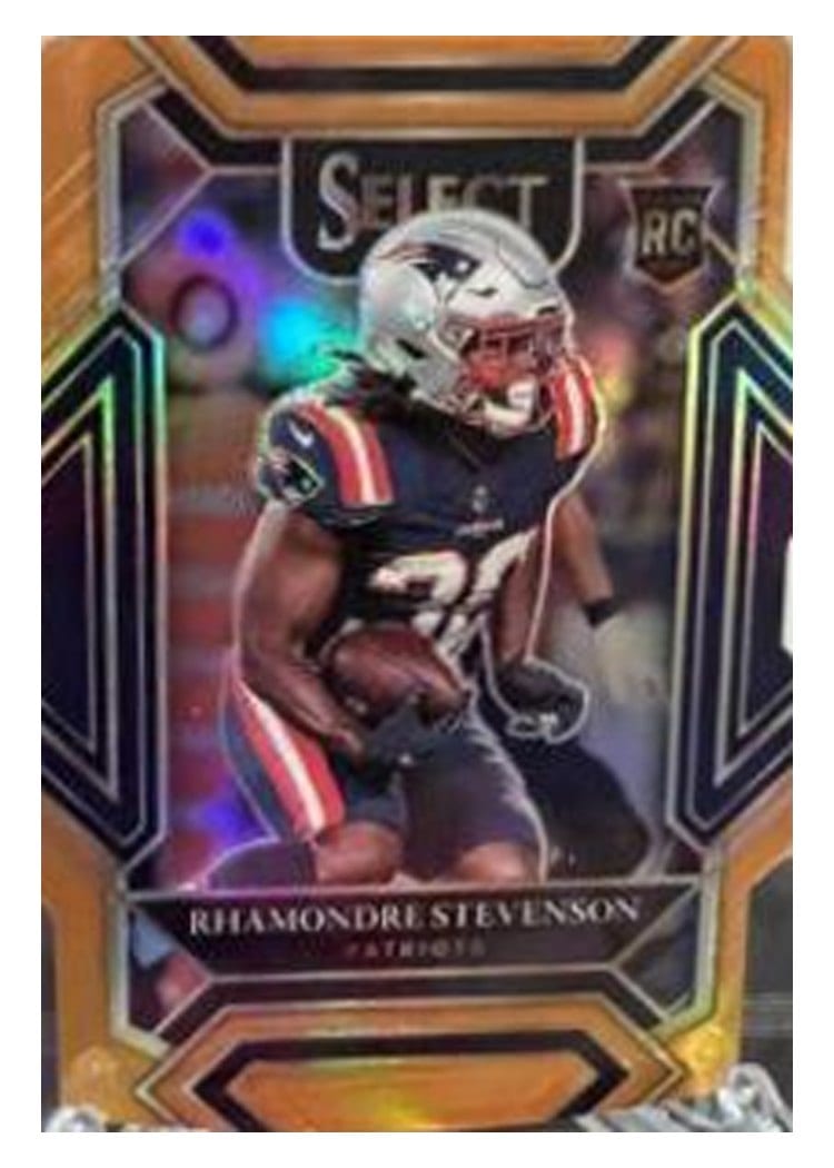 2021 Panini Select Base Set Rhamondre Stevenson Orange Die Cut #275 card