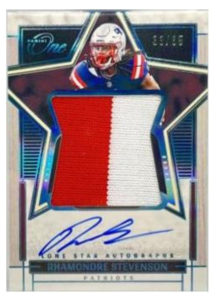 2023 Panini One Lone Star Autographs Rhamondre Stevenson #85 card