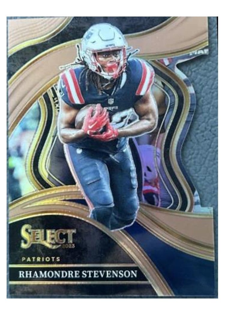 2023 Panini Select Base Set Rhamondre Stevenson Copper Prizm Die-Cut #223 card