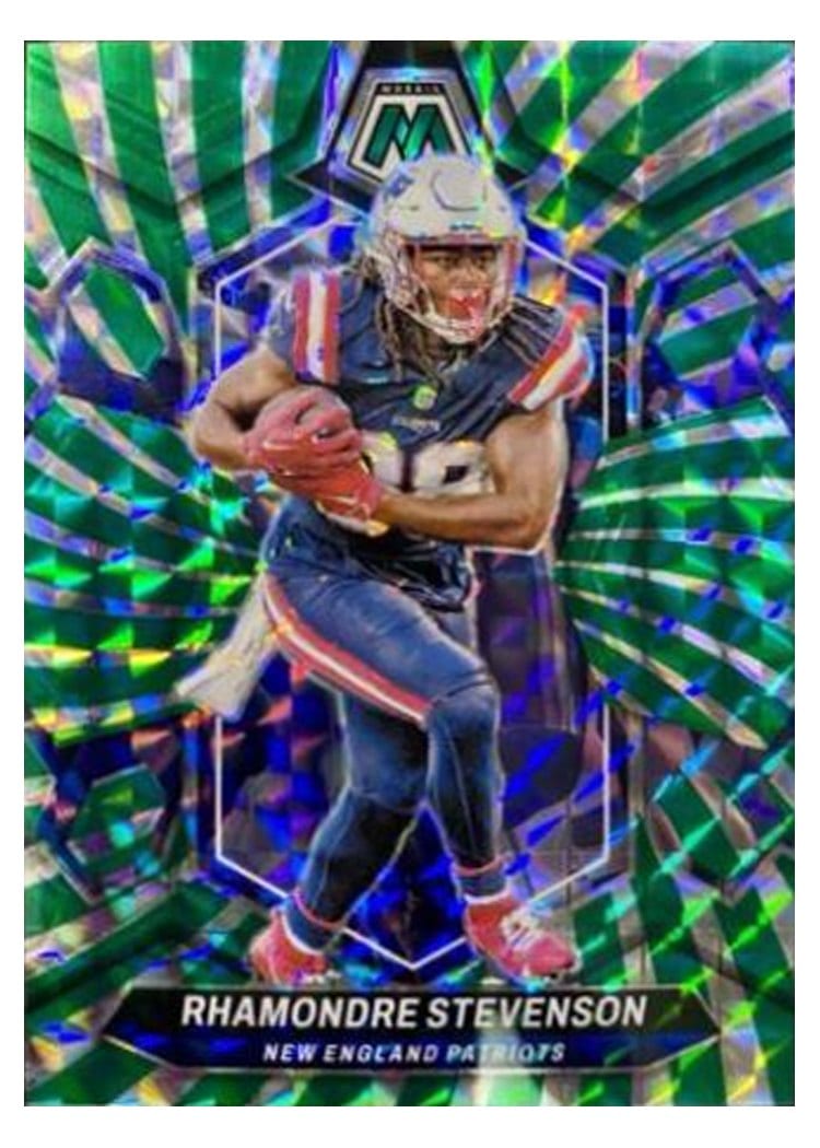 2024 Panini Mosaic Base Set Rhamondre Stevenson Green Swirl #149 card