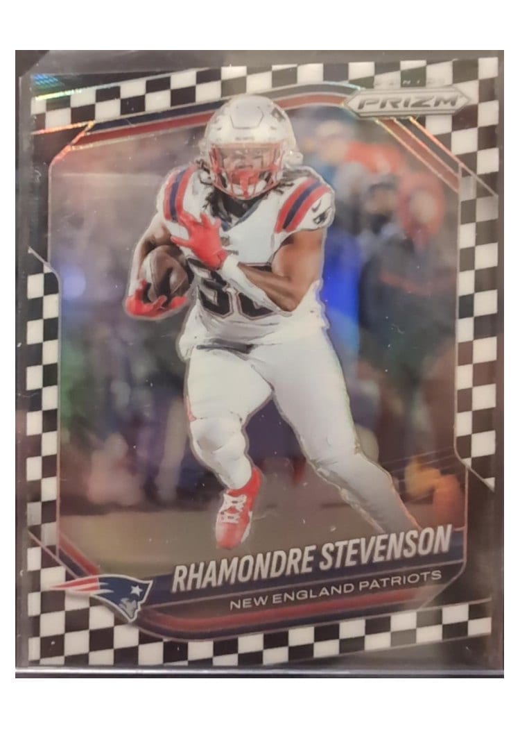 2025 Panini Prizm Base Set Rhamondre Stevenson Black White Checker #84 card